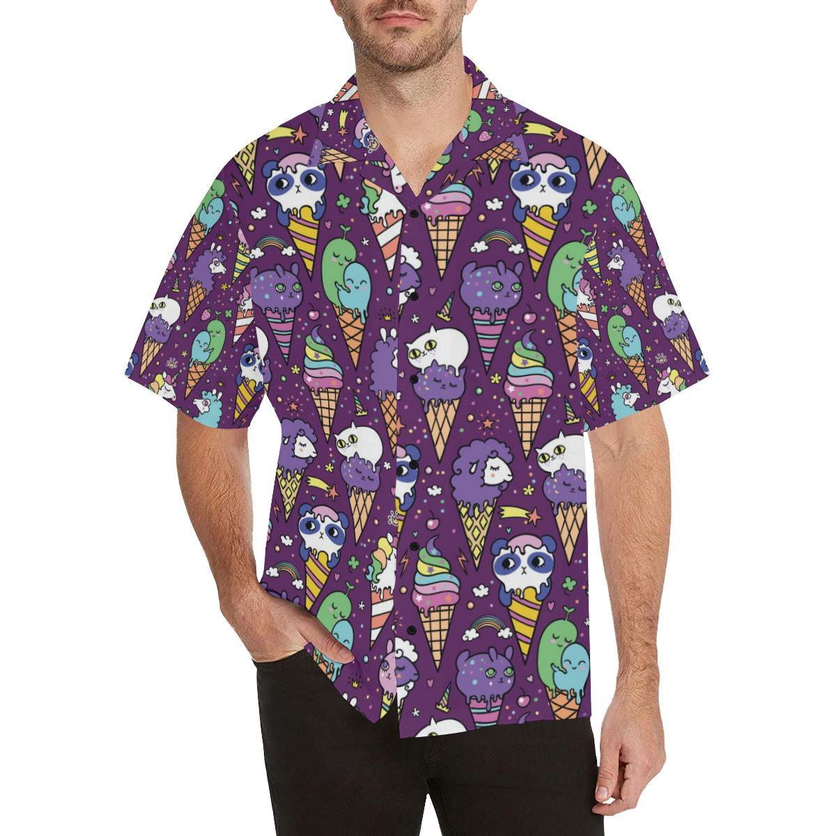 Ice Cream Pattern Print Design IC07 Men Hawaiian Shirt-JorJune