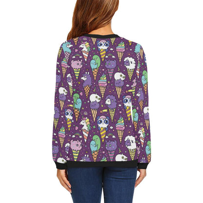 Ice Cream Pattern Print Design IC07 Women Long Sleeve Sweatshirt-JorJune