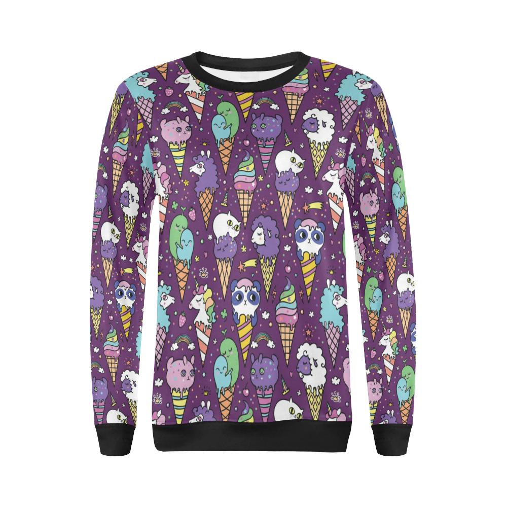 Ice Cream Pattern Print Design IC07 Women Long Sleeve Sweatshirt-JorJune