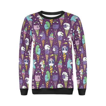 Ice Cream Pattern Print Design IC07 Women Long Sleeve Sweatshirt-JorJune
