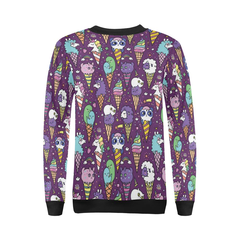Ice Cream Pattern Print Design IC07 Women Long Sleeve Sweatshirt-JorJune