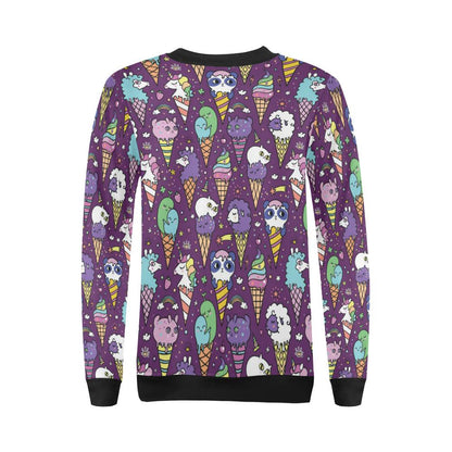Ice Cream Pattern Print Design IC07 Women Long Sleeve Sweatshirt-JorJune