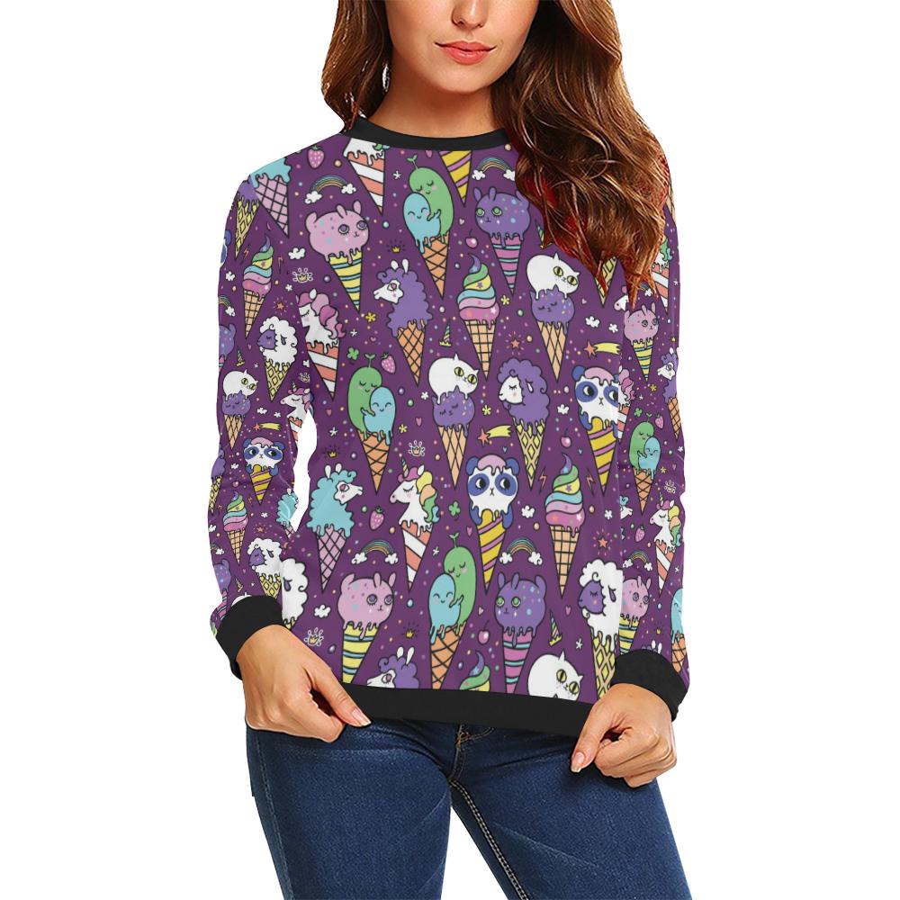 Ice Cream Pattern Print Design IC07 Women Long Sleeve Sweatshirt-JorJune