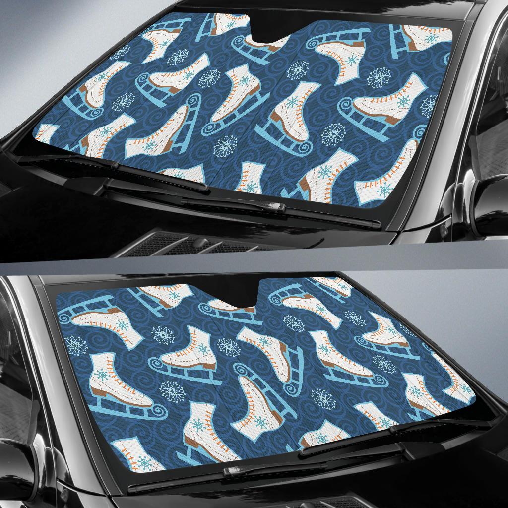Ice Skate Pattern Print Design 01 Car Sun Shades-JORJUNE.COM