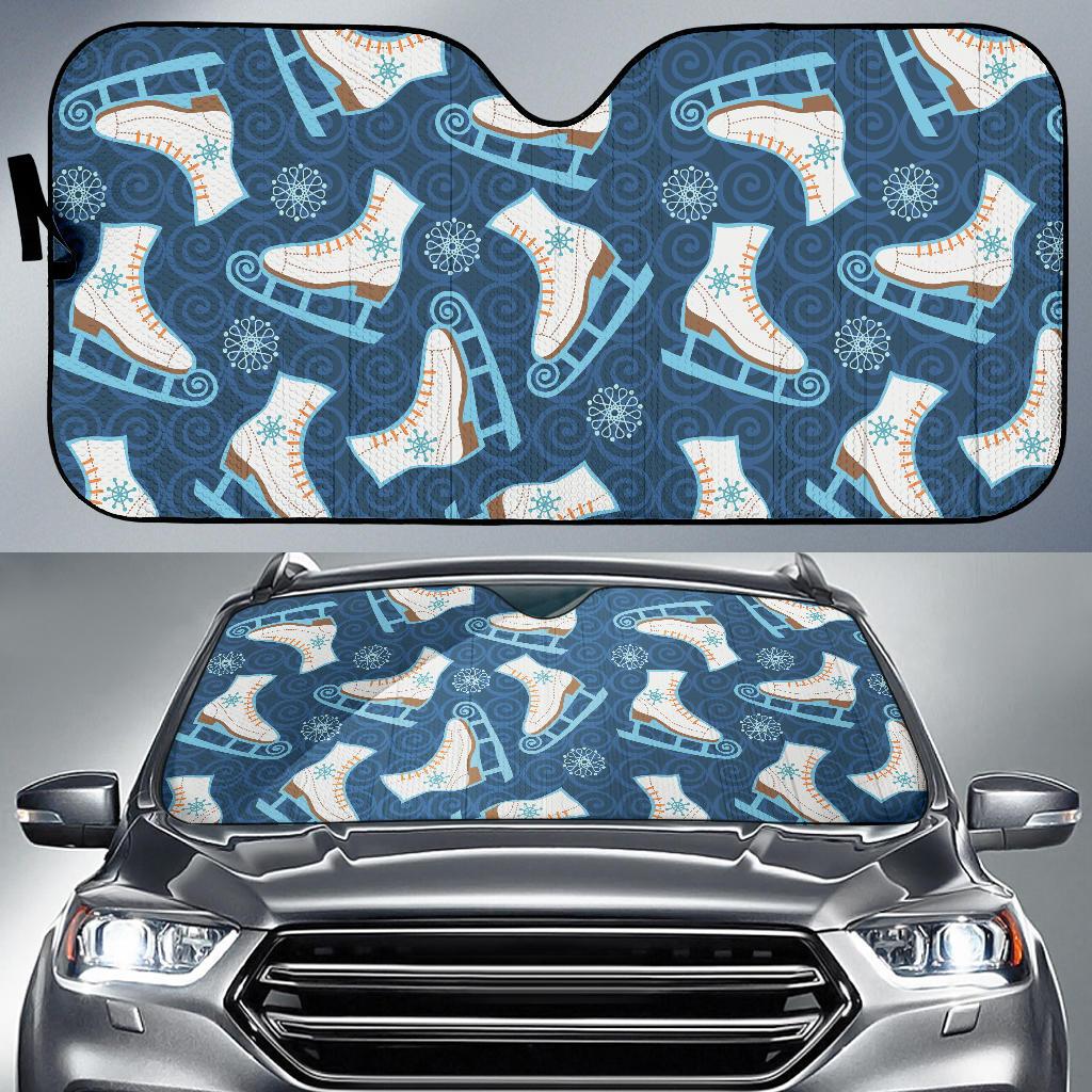 Ice Skate Pattern Print Design 01 Car Sun Shades-JORJUNE.COM