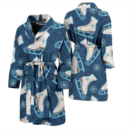 Ice Skate Pattern Print Design 01 Men Bathrobe-JORJUNE.COM