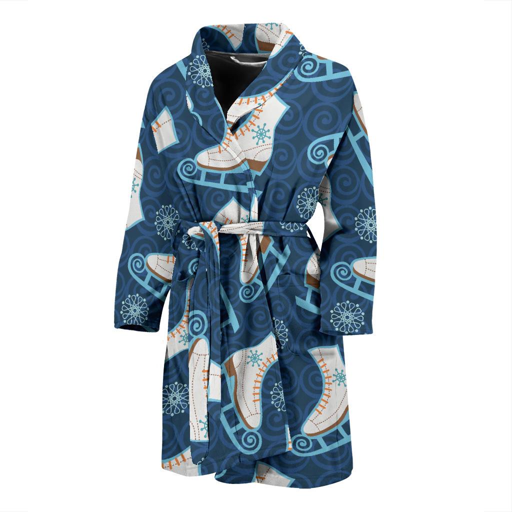 Ice Skate Pattern Print Design 01 Men Bathrobe-JORJUNE.COM