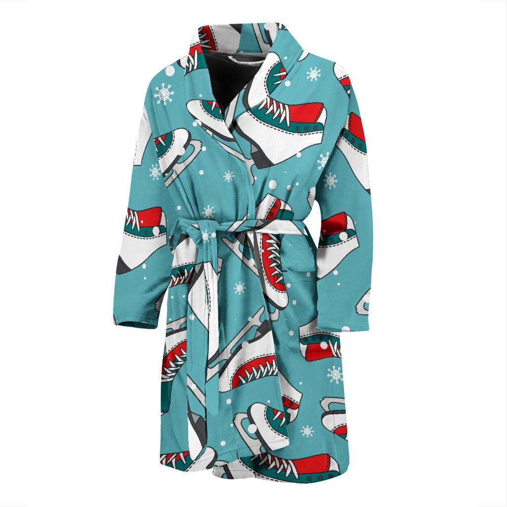 Ice Skate Pattern Print Design 03 Men Bathrobe-JORJUNE.COM