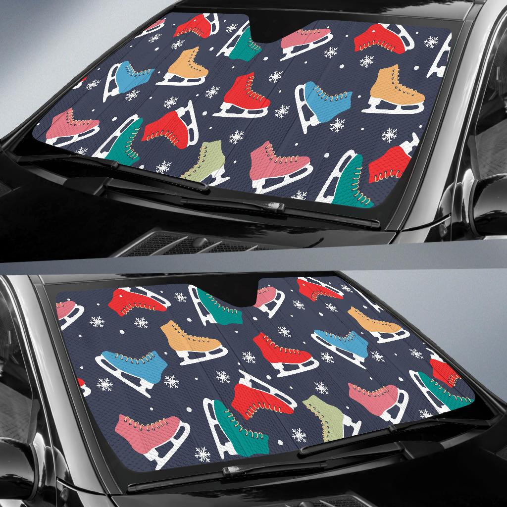 Ice Skate Pattern Print Design 04 Car Sun Shades-JORJUNE.COM