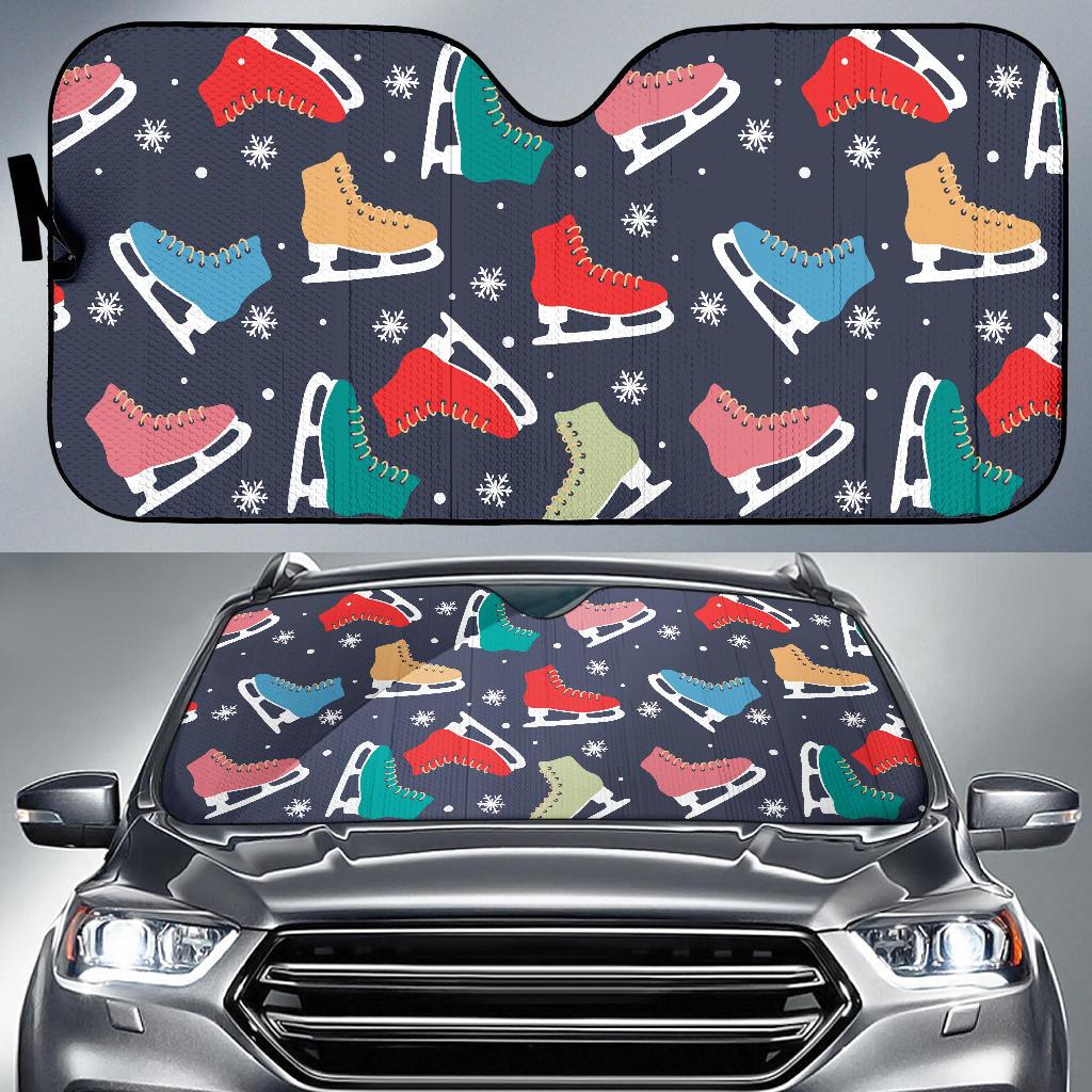 Ice Skate Pattern Print Design 04 Car Sun Shades-JORJUNE.COM