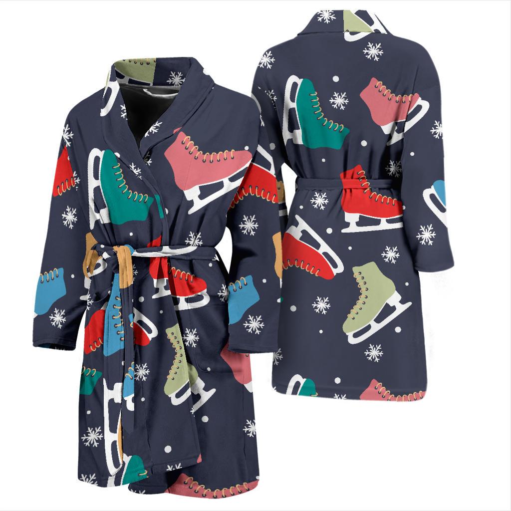 Ice Skate Pattern Print Design 04 Men Bathrobe-JORJUNE.COM