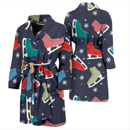 Ice Skate Pattern Print Design 04 Men Bathrobe-JORJUNE.COM