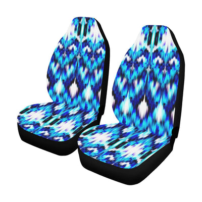 Ikat Blue Pattern Print Design 01 Car Seat Covers (Set of 2)-JORJUNE.COM