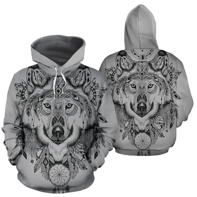 Indian Boho Wolf All Over Print Hoodie