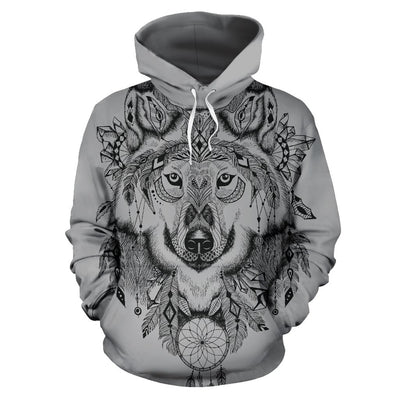 Indian Boho Wolf All Over Print Hoodie