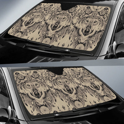 Indian Boho Wolf Car Sun Shade-JorJune