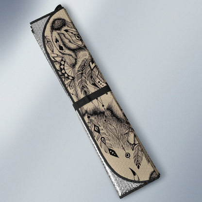 Indian Boho Wolf Car Sun Shade-JorJune
