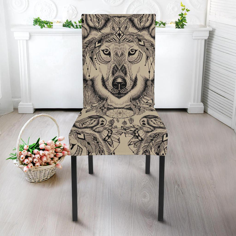 Indian Boho Wolf Dining Chair Slipcover-JORJUNE.COM