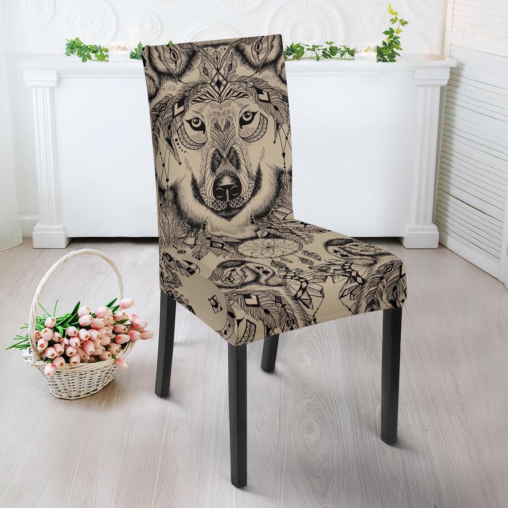 Indian Boho Wolf Dining Chair Slipcover-JORJUNE.COM