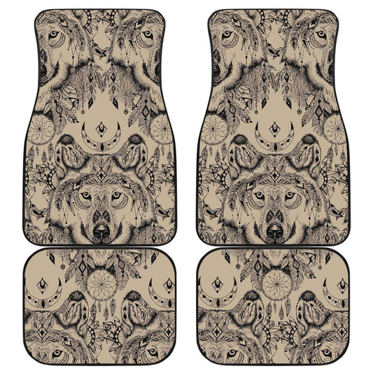 Indian Boho Wolf Front and Back Car Floor Mats