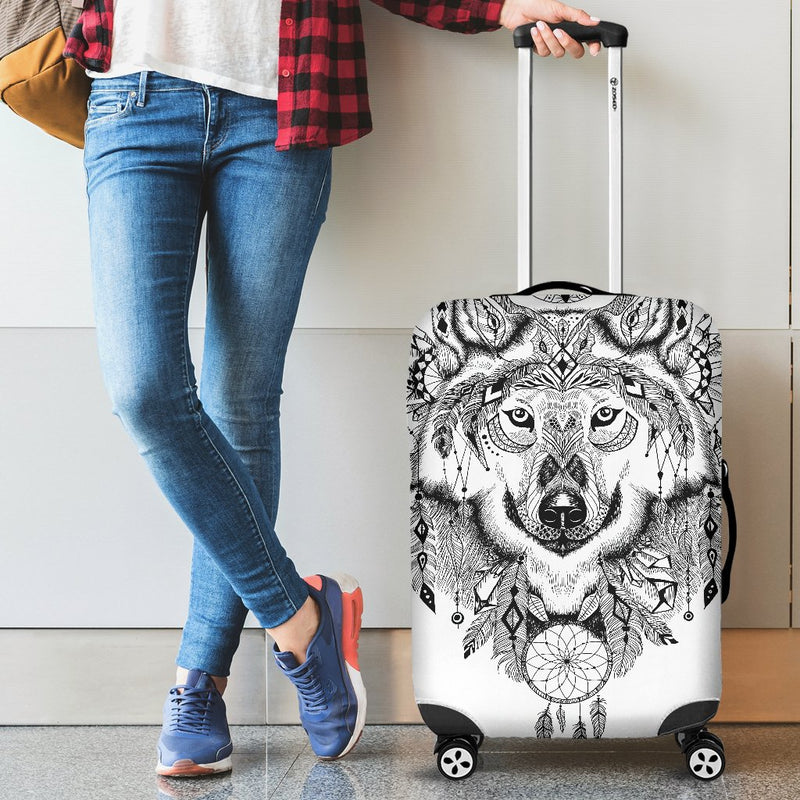 Indian Boho Wolf Luggage Cover Protector