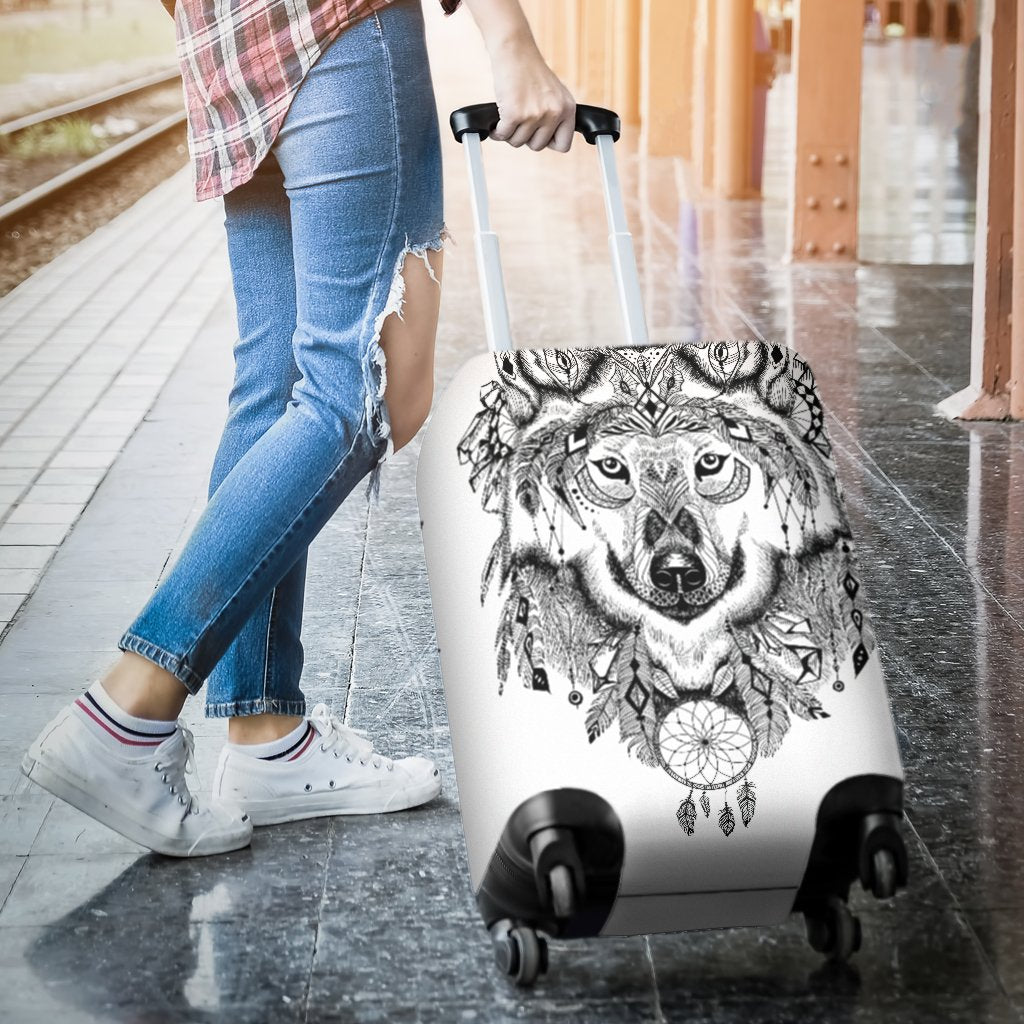 Indian Boho Wolf Luggage Cover Protector