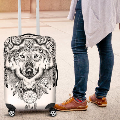 Indian Boho Wolf Luggage Cover Protector