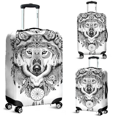 Indian Boho Wolf Luggage Cover Protector