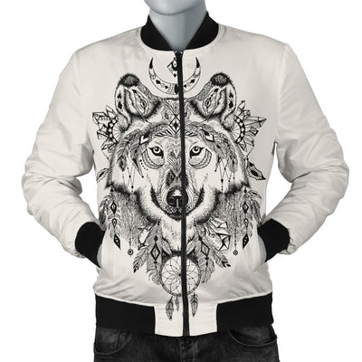 Indian Boho Wolf Men Casual Bomber Jacket