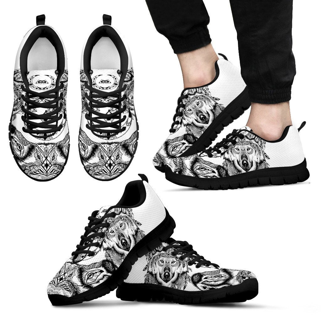 Indian Boho Wolf Men Sneakers