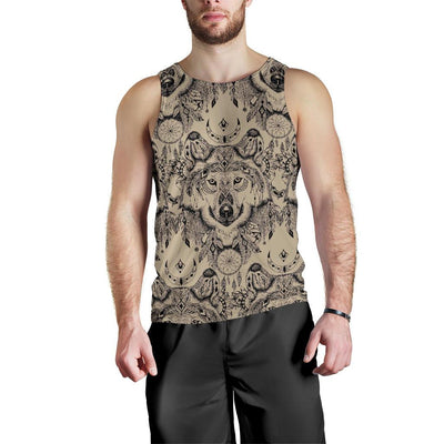 Indian Boho Wolf Men Tank Top