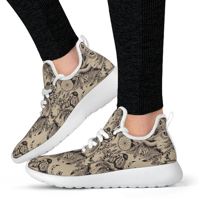 Indian Boho Wolf Mesh Knit Sneakers Shoes