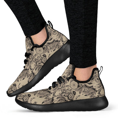 Indian Boho Wolf Mesh Knit Sneakers Shoes