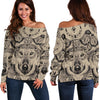 Indian Boho Wolf Off Shoulder Sweatshirt