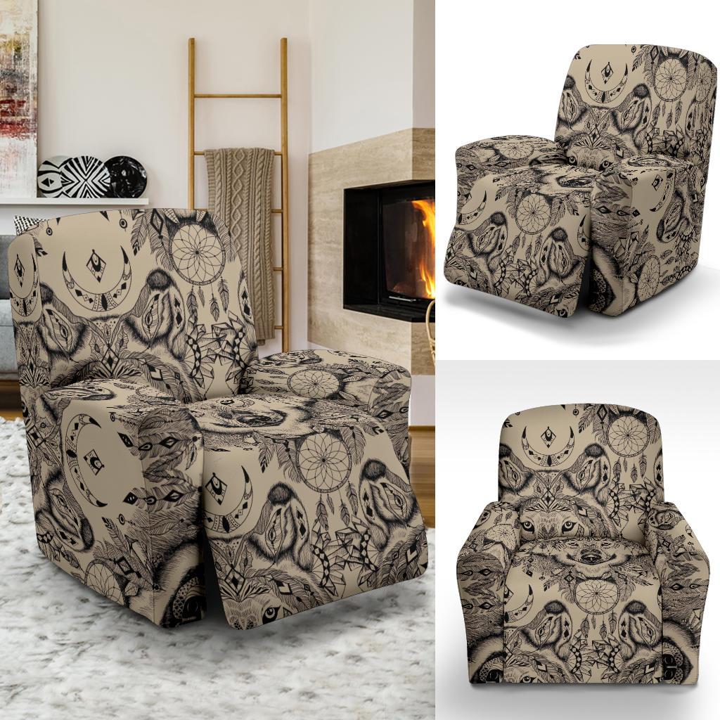 Indian Boho Wolf Recliner Slipcover-JORJUNE.COM