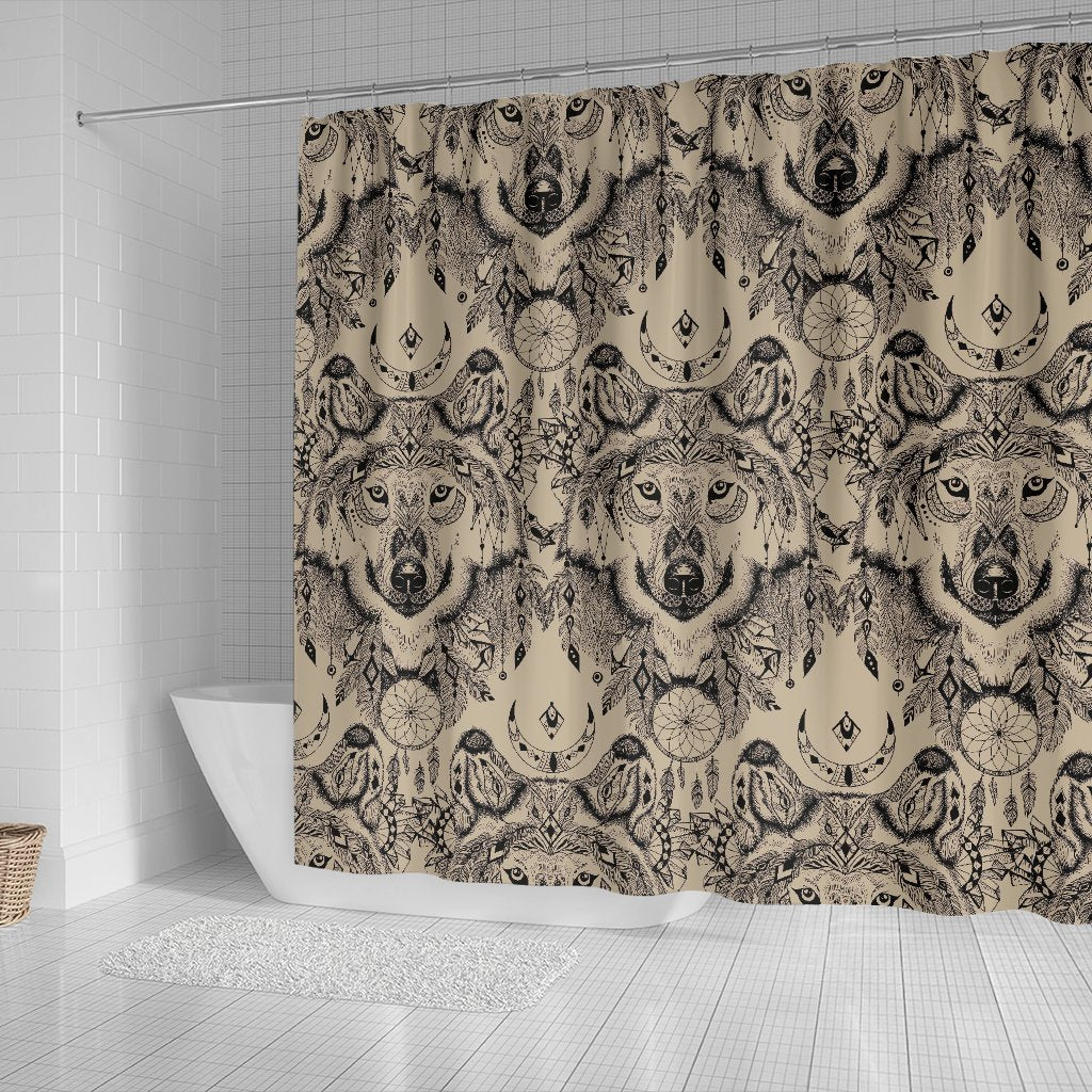 Indian Boho Wolf Shower Curtain