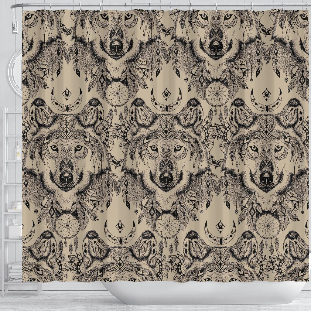Indian Boho Wolf Shower Curtain