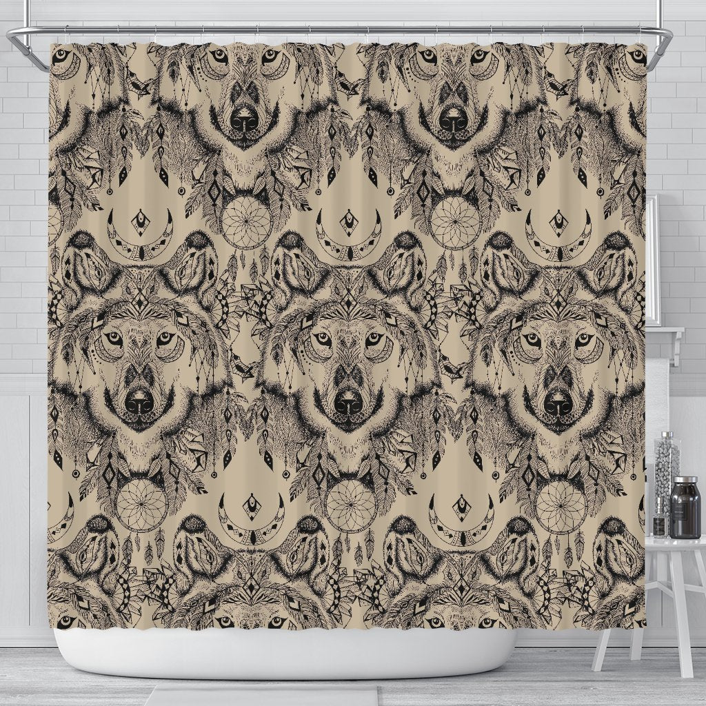 Indian Boho Wolf Shower Curtain