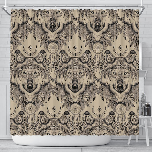 Indian Boho Wolf Shower Curtain