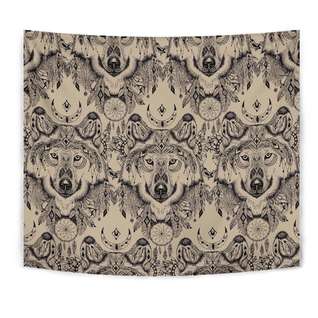 Indian Boho Wolf Tapestry