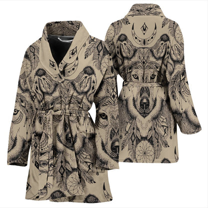 Indian Boho Wolf Women Bath Robe