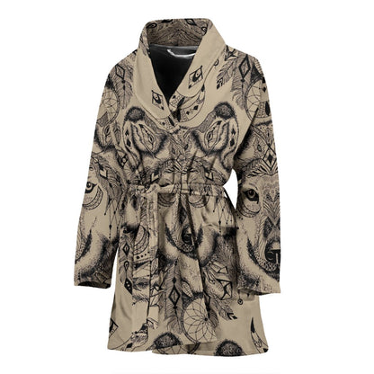 Indian Boho Wolf Women Bath Robe