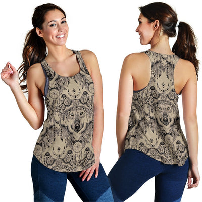 Indian Boho Wolf Women Racerback Tank Top