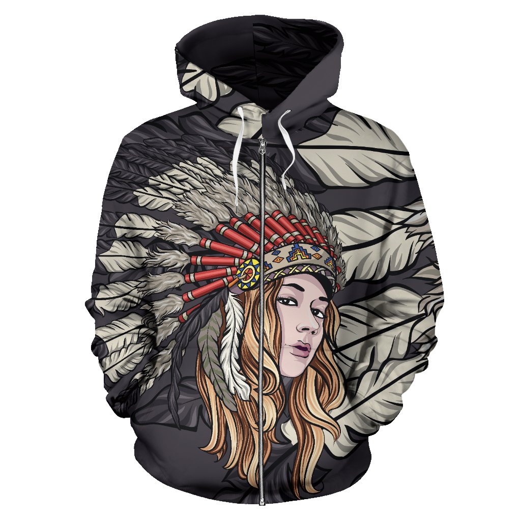 Indian girl All Over Zip Up Hoodie