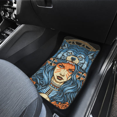 Indian Girl Wolf Car Floor Mats