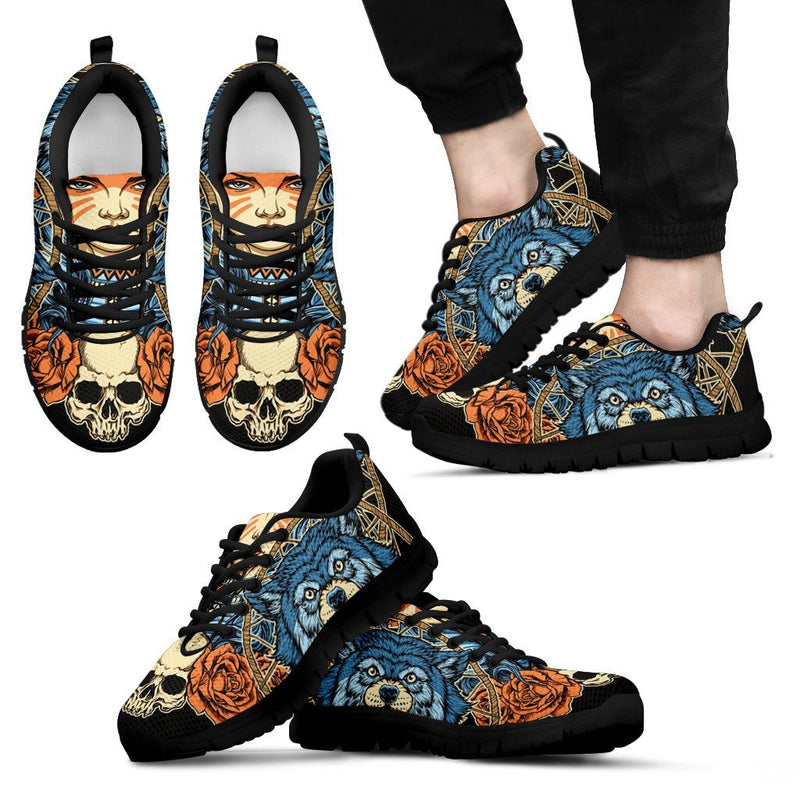 Indian Girl Wolf Men Sneakers