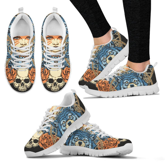Indian Girl Wolf Women Sneakers