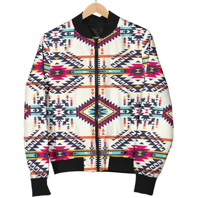 Indian Navajo Art Themed Design Print Women Casual Bomber Jacket