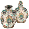 Indian Skull Pattern All Over Zip Up Hoodie