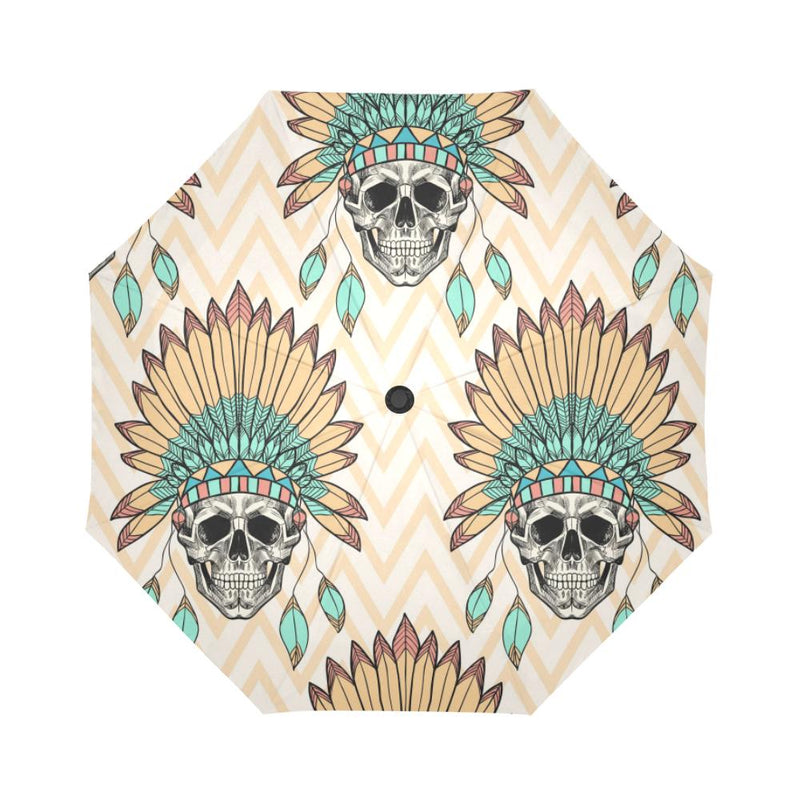 Indian Skull Pattern Automatic Foldable Umbrella